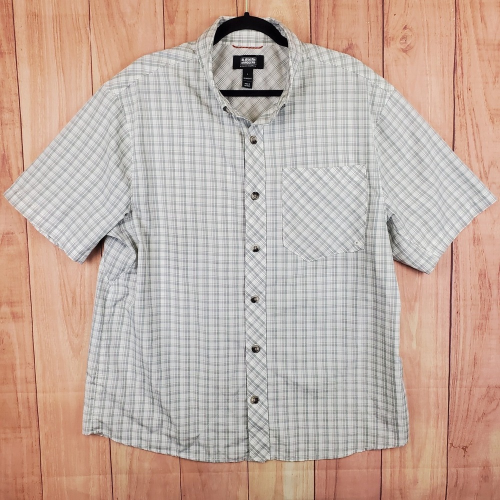 Alaskan Hardgear Duluth Trading Co Mens Shirt Sz L Relaxed Fit Plaid Button Up